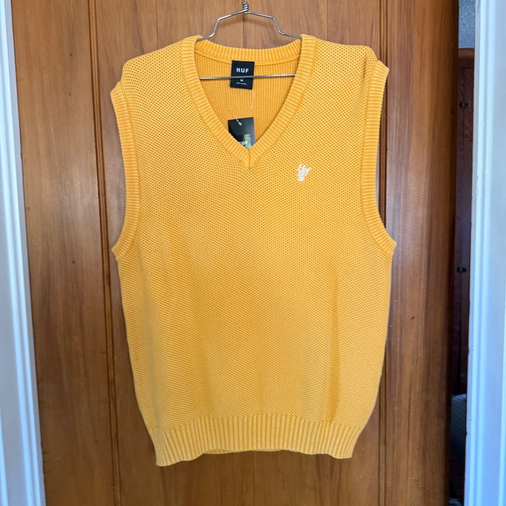 HUF Men's Mustard V-Neck Sweater Vest